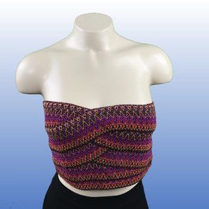 Colorful Forever 21 zipper Bandeau Top back zipper stretch M